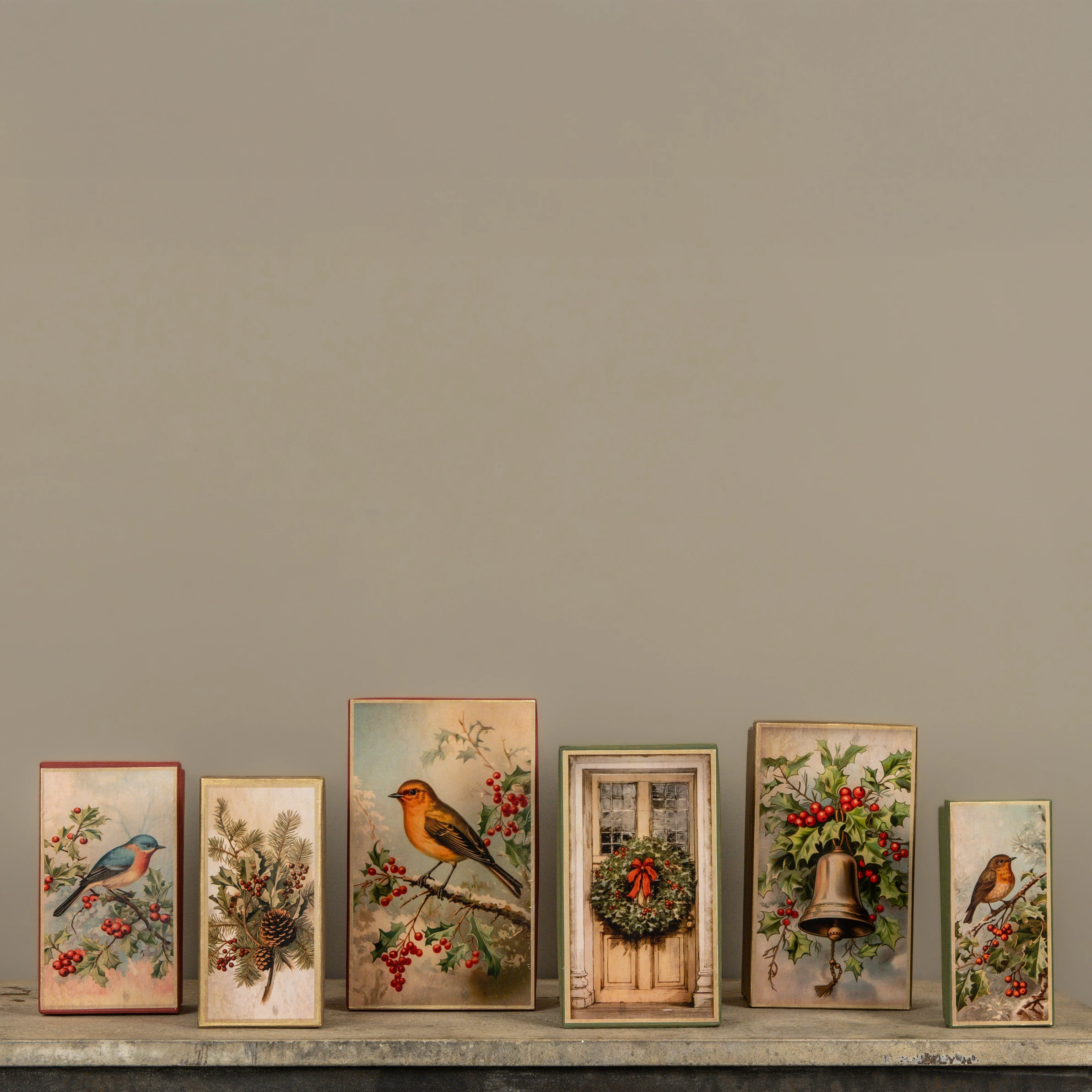 SET/ 6 STACKING BOXES W/ RED BERRIES