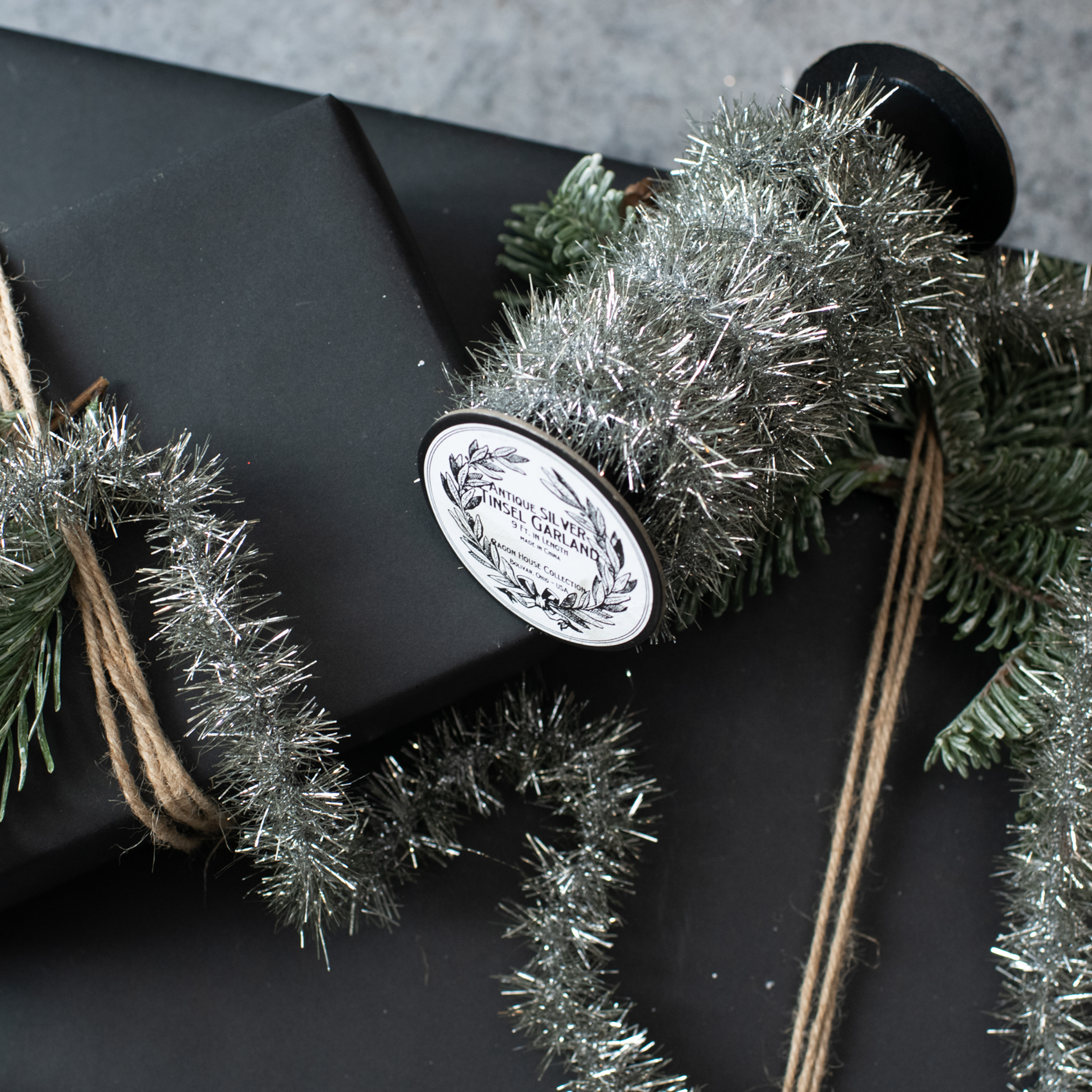 9'  VINTAGE SILVER TINSEL GARLAND