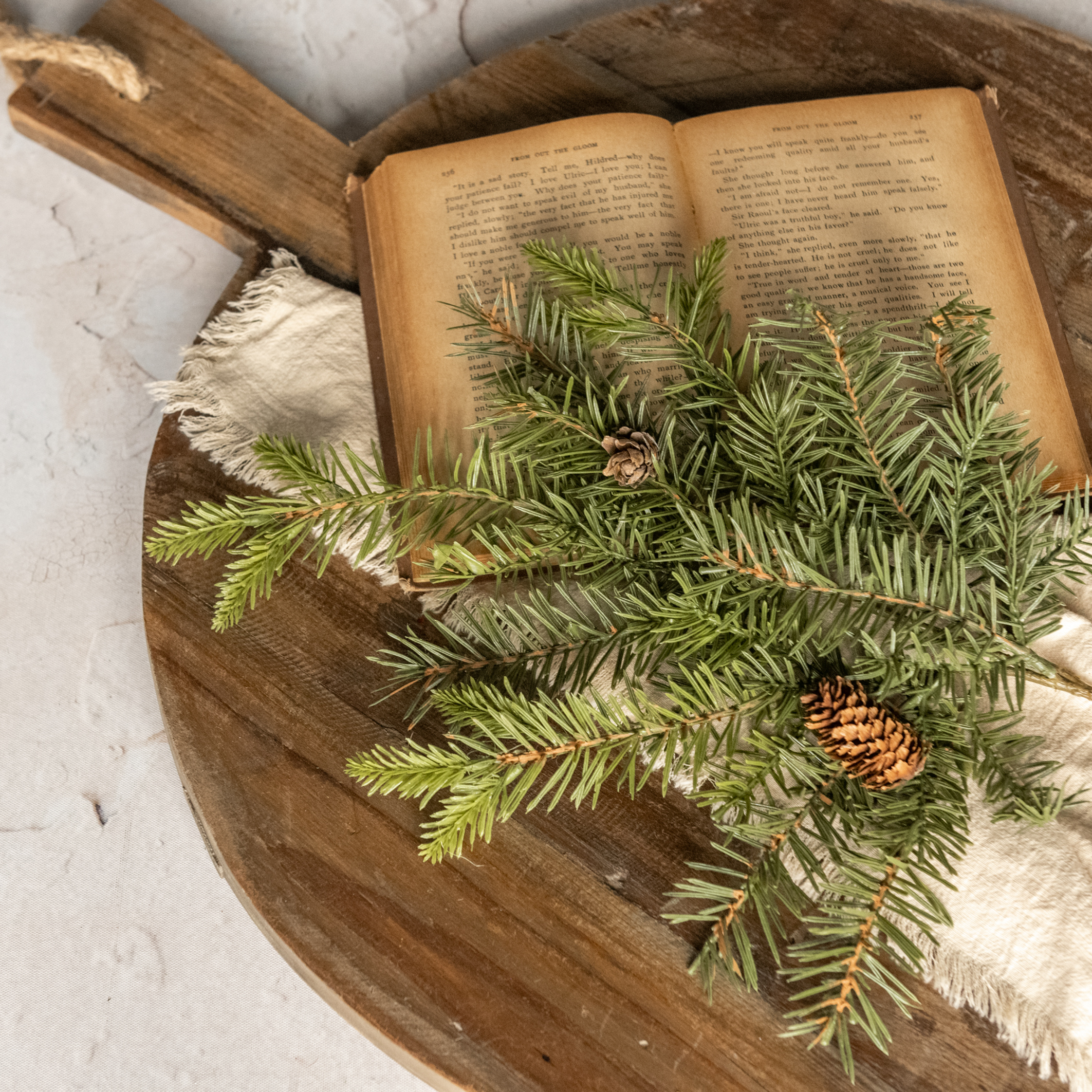 19"  DOUGLAS FIR SPRAY W/ PINECONES
