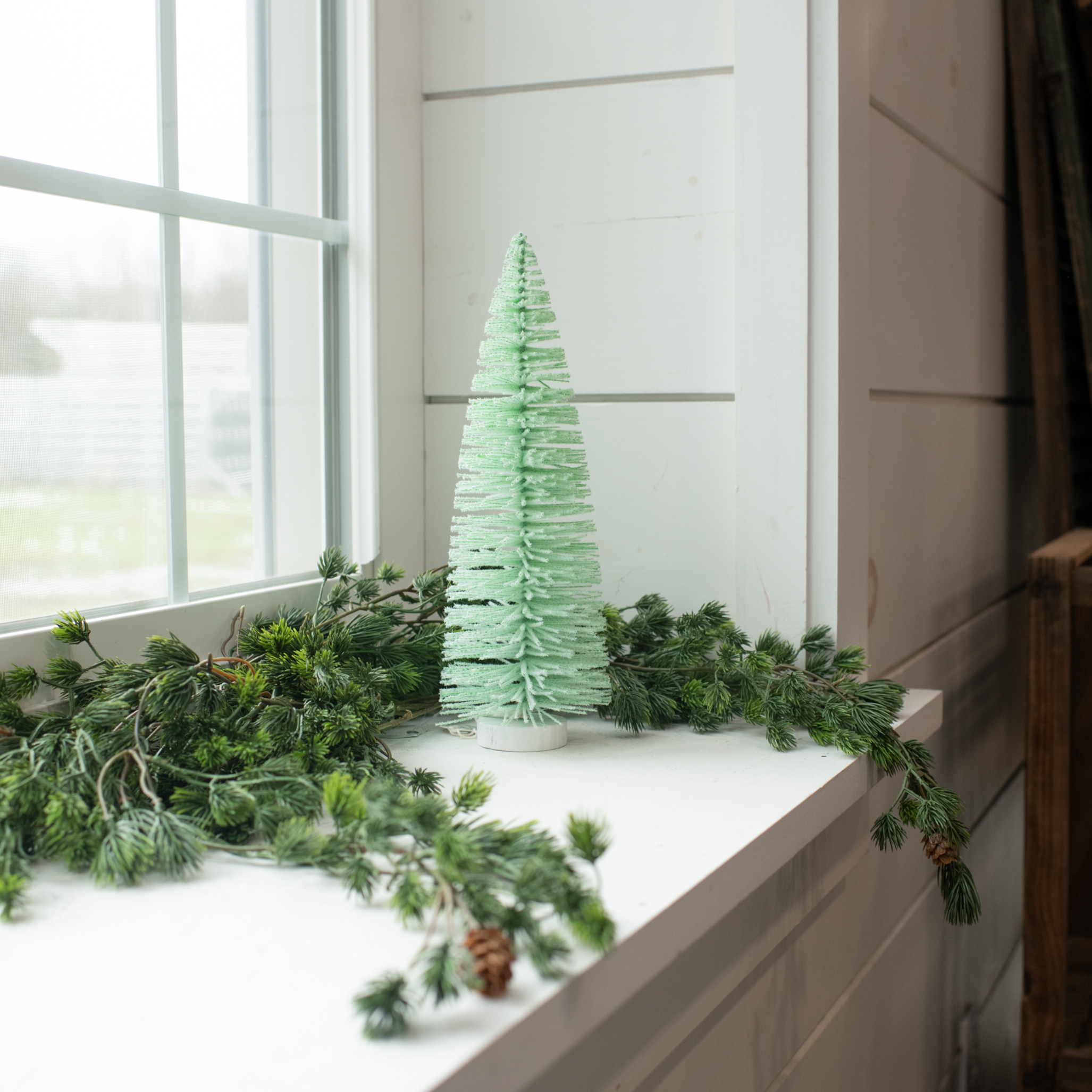 12" SEAFOAM GREEN BOTTLEBRUSH TREE