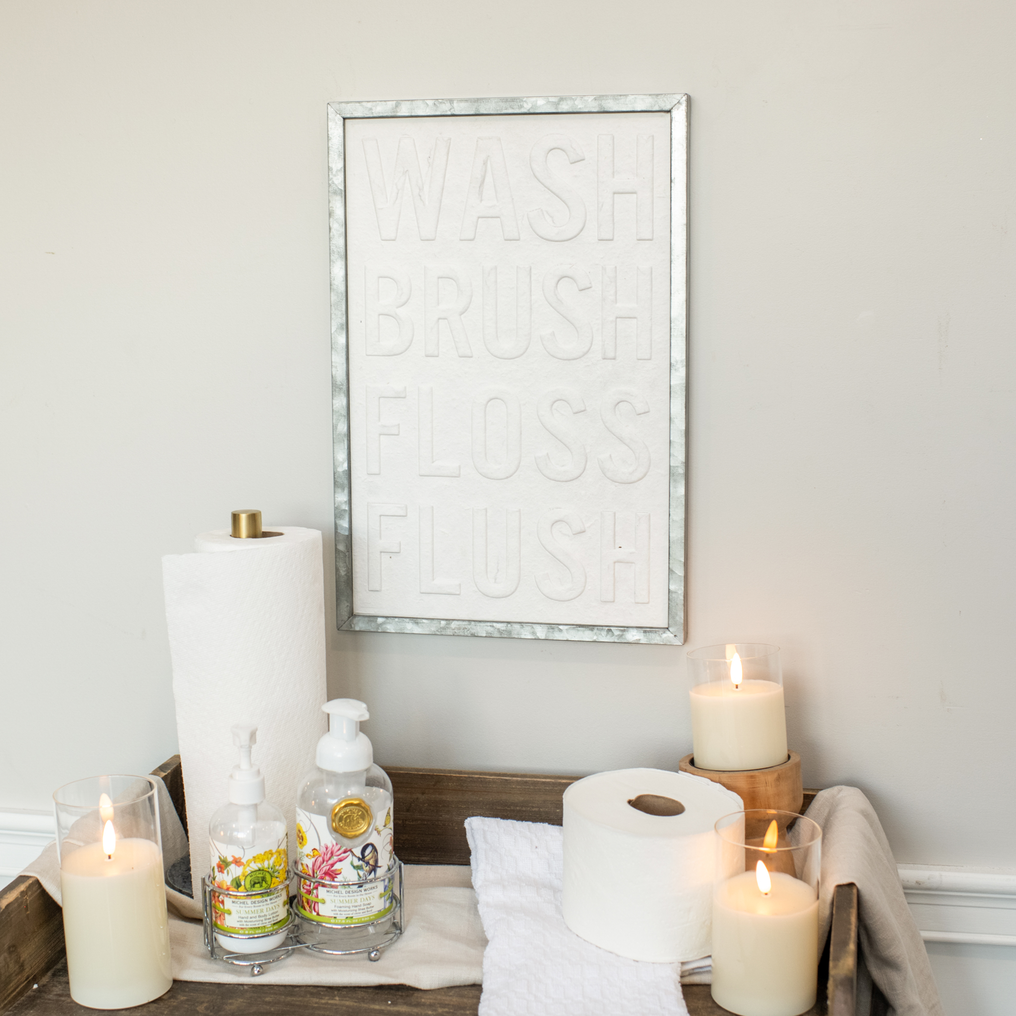WASH BRUSH FLOSS FLUSH SIGN