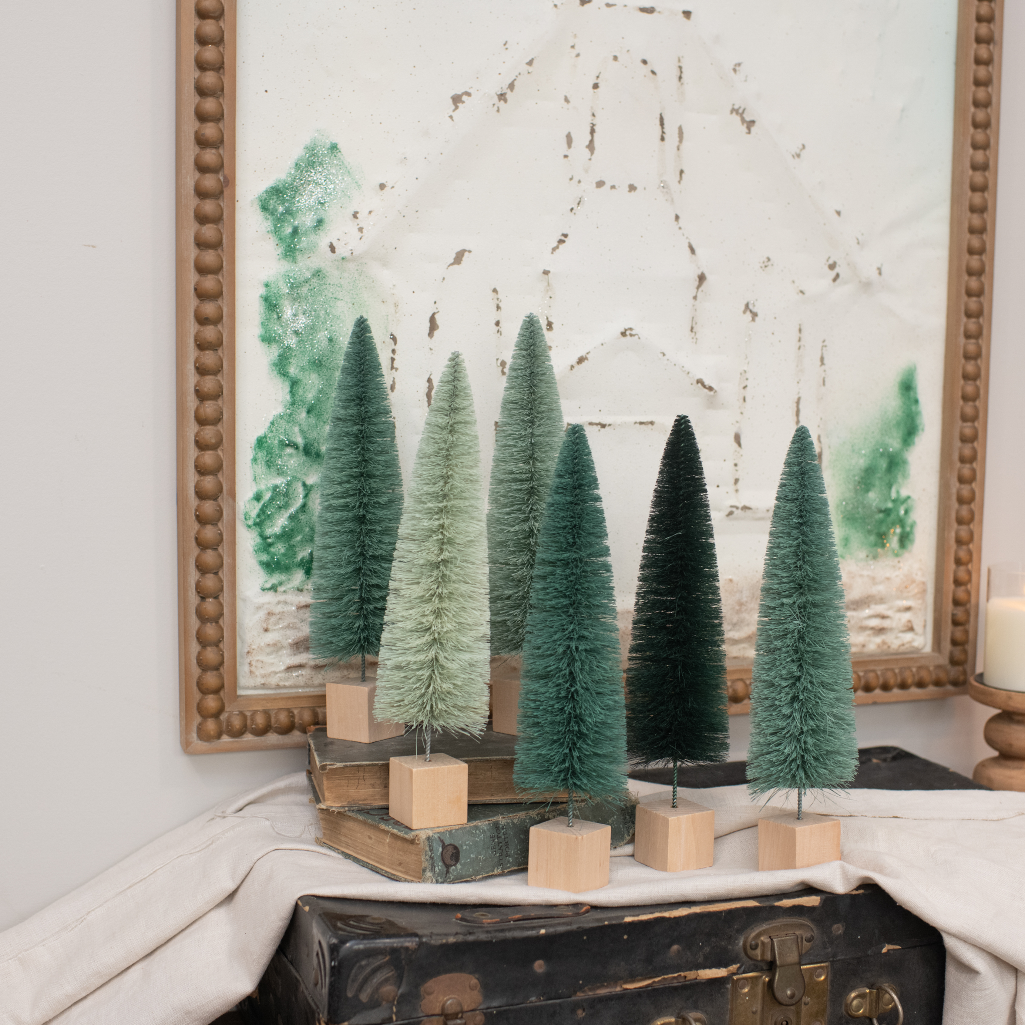 SET/6 - 12" BLUE HUES BOTTLE BRUSH TREES