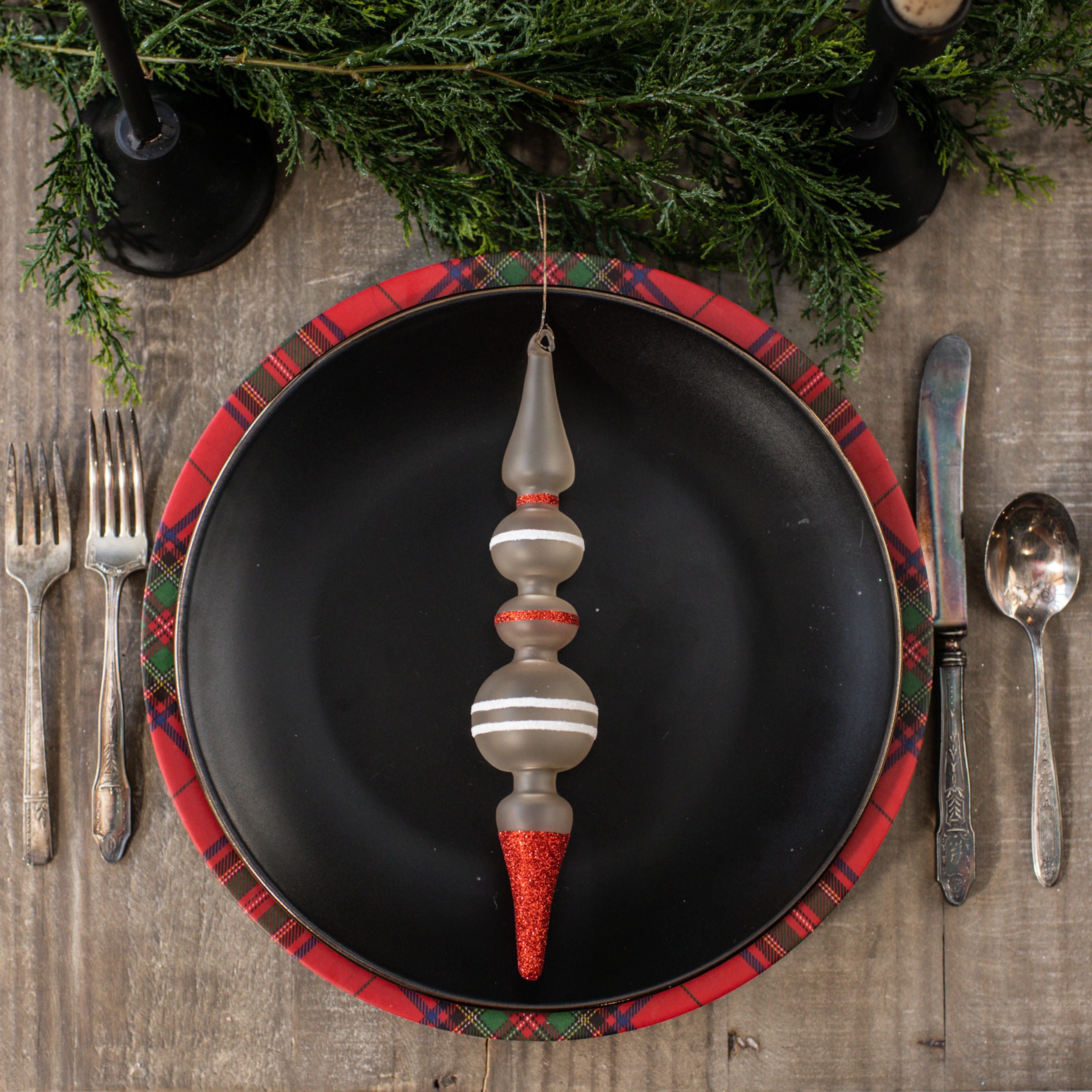 9" STRIPED FINIAL ORNAMENT