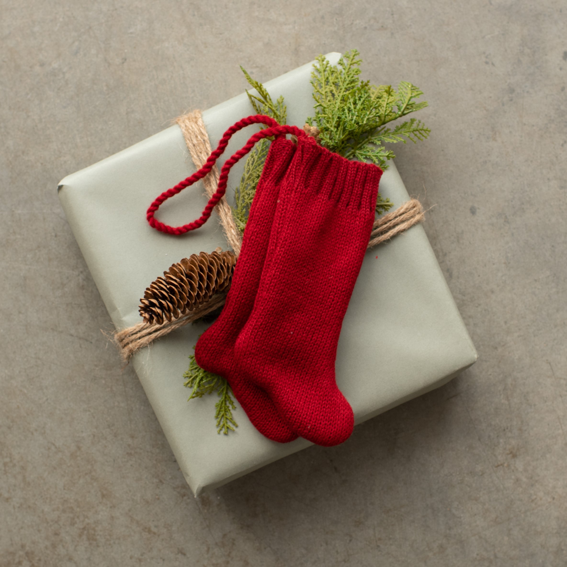 8" RED STOCKING ORNAMENT