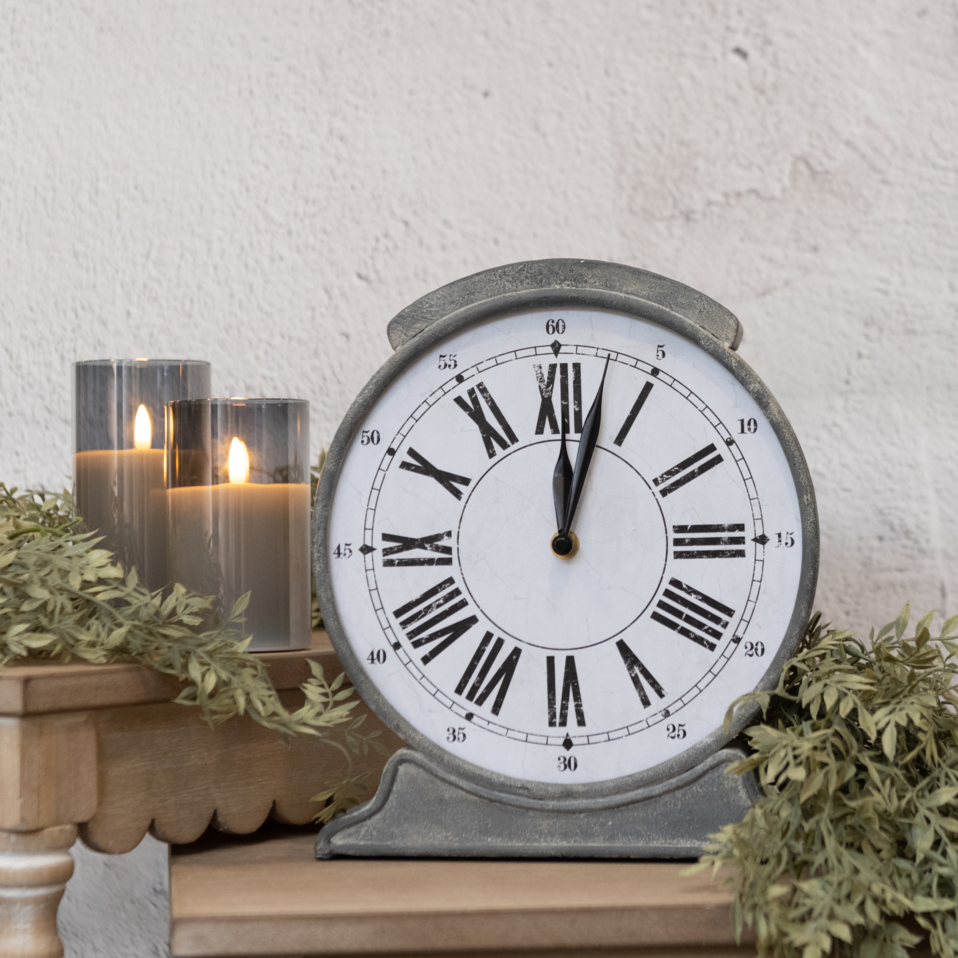 GALVANIZED MANTEL CLOCK