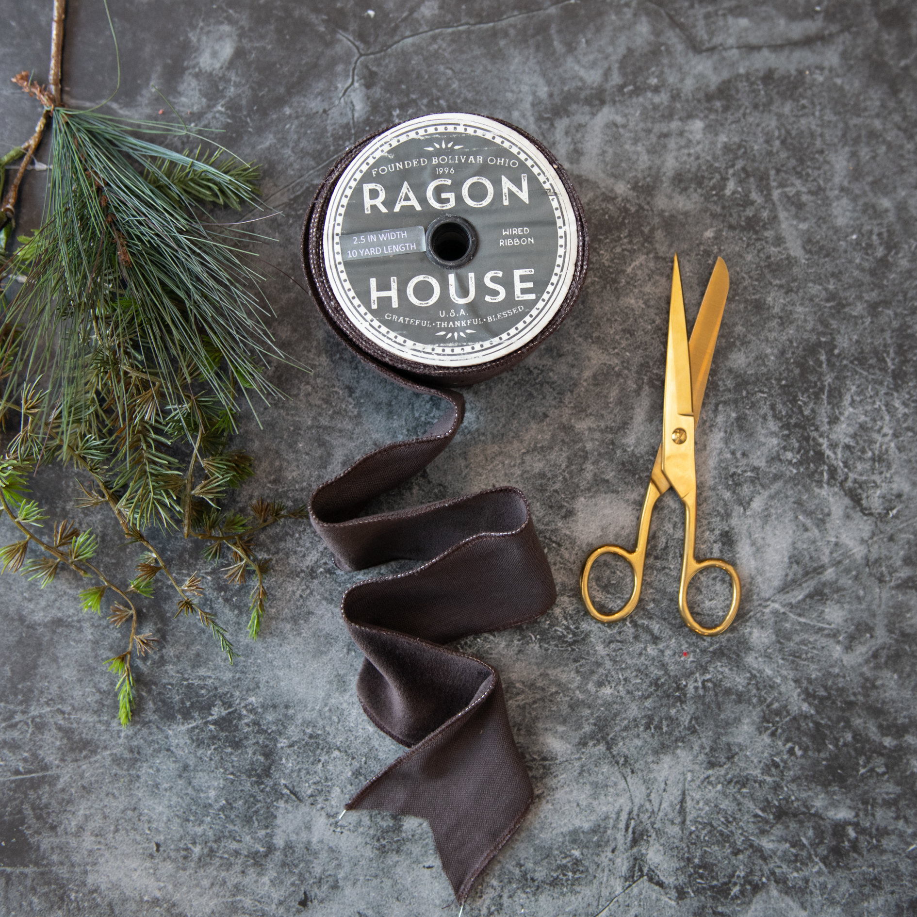 2.5" CHARCOAL VELVET WIRED RIBBON