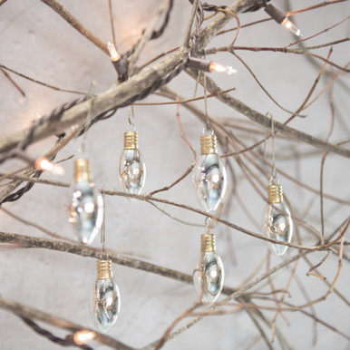 Spring Bulb Glass SET/ 6 SILVER GLASS BULBS - Ragon House