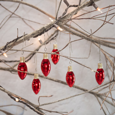 Spring Bulb Glass SET/ 6 RED GLASS BULBS - Ragon House