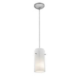 Glass n Glass Cylinder-12W 1 LED Cord Pendant-4.5 Inches Wide by 10 Inches Tall