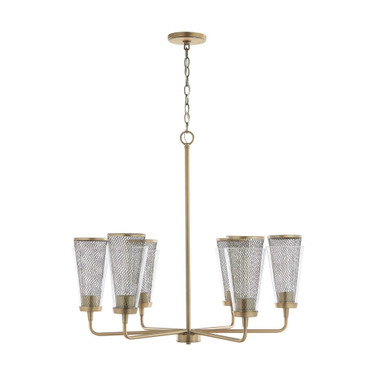 Abbott - Chandelier 6 Light Aged Brass Metal/Glass - in Modern style - 31 high by 27.5 wide