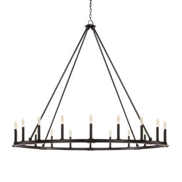 Pearson - Chandelier 20 Light Black Iron - in Industrial style - 52 high by 60 wide