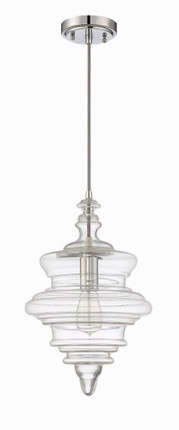 One Light Mini Pendant with Cord in Transitional Style - 10.5 inches wide by 130 inches high