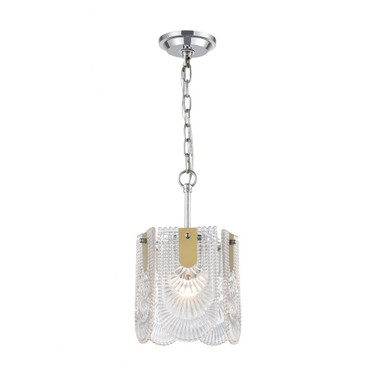 Darjeeling - Modern/Contemporary Style w/ Luxe/Glam inspirations - Glass and Metal 1 Light Small Pendant - 14 Inches tall 9 Inches wide