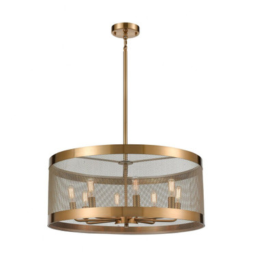 Line in the Sand - Modern/Contemporary Style w/ ArtDeco inspirations - Metal 8 Light Pendant - 10 Inches tall 24 Inches wide