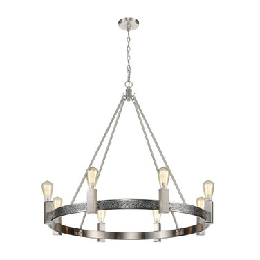 Impression - Transitional Style w/ ModernFarmhouse inspirations - Metal 8 Light Chandelier - 34 Inches tall 36 Inches wide