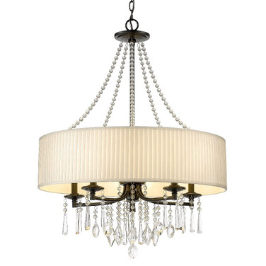 Echelon - Chandelier 5 Light Steel/Crystal Bridal Veil in Transitional style - 34 Inches high by 26.25 Inches wide