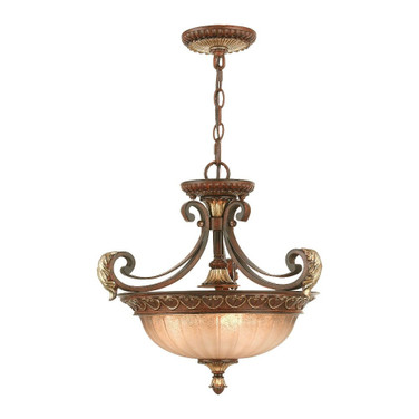 Villa Verona - 3 Light Convertible Inverted Pendant in Mediterranean Style - 17 Inches wide by 17.5 Inches high