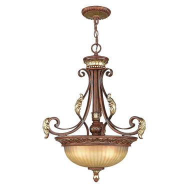 Villa Verona - 3 Light Inverted Pendant in Mediterranean Style - 19 Inches wide by 25 Inches high