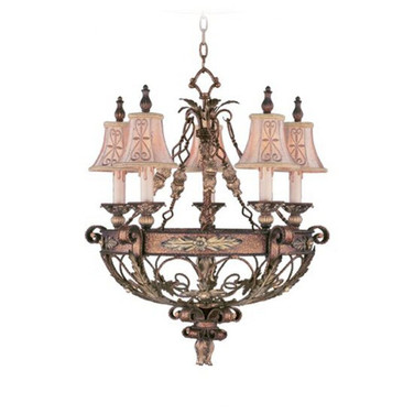 Pomplano - 5 Light Chandelier in French Country Style - 26 Inches wide by 28 Inches high