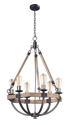 Lodge-6 Light Chandelier-24 Inches wide by 34 inches high