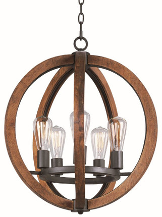 Bodega Bay-5 Light Chandelier in Rustic style-18 Inches wide by 23 inches high