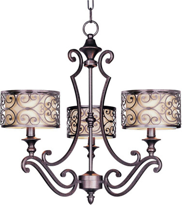 Mondrian-Three Light Chandelier in Mediterranean style-24.5 Inches wide by 23.5 inches high