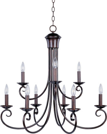 Loft-9 Light 2-Tier Chandelier in Early American style-29.5 Inches wide by 29 inches high