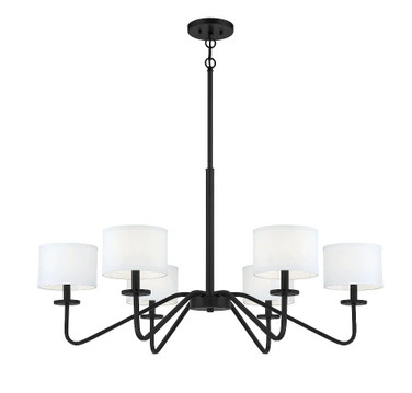 6 Light Chandelier In Mid-Century Modern Style-18 Inches Tall and 42 Inches Wide