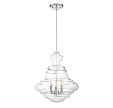 3 Light Pendant In Mid-Century Modern Style-18.38 Inches Tall and 15 Inches Wide