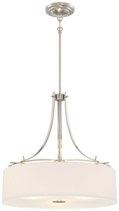 Poleis - Drum Pendant 3 Light White Linen Fabric in Transitional Style - 20 inches tall by 20 inches wide