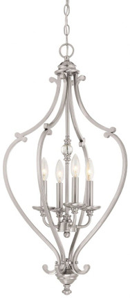 Savannah Row - Chandelier 4 Light Brushed Nickel in Traditional Style - 31.25 inches tall by 17.25 inches wide