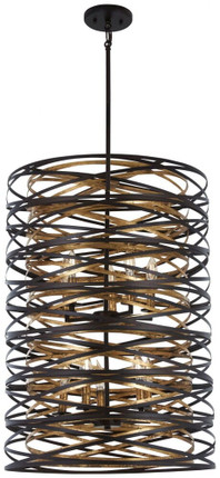 Vortic Flow - 10 Light 2-Tier Pendant in Contemporary Style - 30 inches tall by 21 inches wide