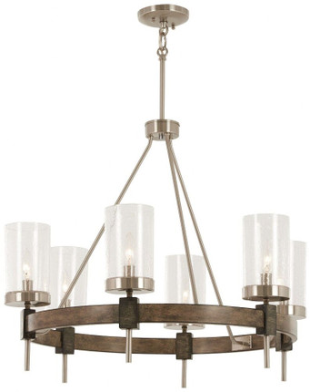 Bridlewood - Chandelier 6 Light St1 Grey/Brushed Nickel in Transitional Style - 23 inches tall by 28 inches wide