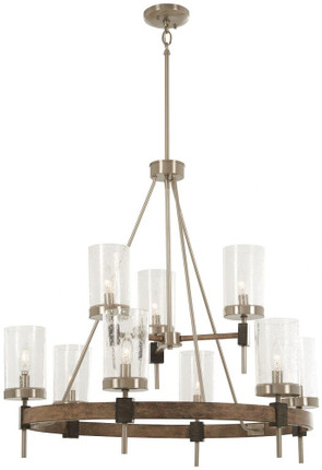 Bridlewood - 2 Tier Chandelier 9 Light St1 Grey/Brushed Nickel in Transitional Style - 30 inches tall by 32 inches wide