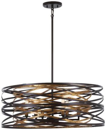 Vortic Flow - 6 Light Pendant in Contemporary Style - 10 inches tall by 26 inches wide