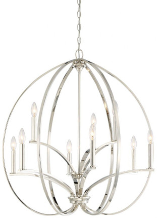 Tilbury - Chandelier 9 Light Polished Nickel in Transitional Style - 33.5 inches tall by 30.25 inches wide