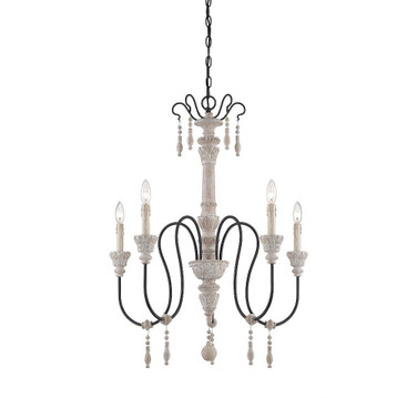 5 Light Chandelier-Traditional Style with Country French and Farmhouse Inspirations-35 inches tall by 28.5 inches wide