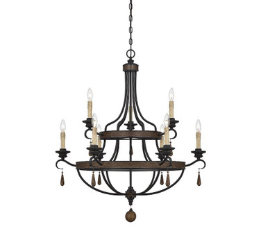 9 Light Chandelier-Traditional Style with Rustic and Farmhouse Inspirations-39.25 inches tall by 34 inches wide