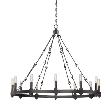 12 Light Chandelier-Farmhouse Style with Industrial Inspirations-33 inches tall by 38.5 inches wide