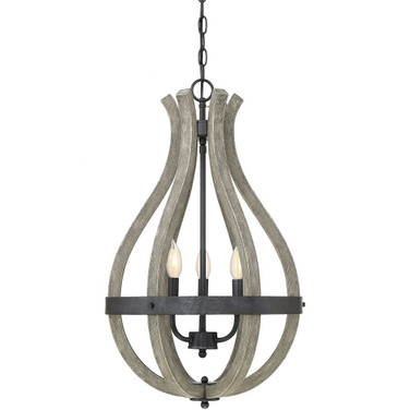 3 Light Pendant-Traditional Style with Rustic and Farmhouse Inspirations-27 inches tall by 16 inches wide