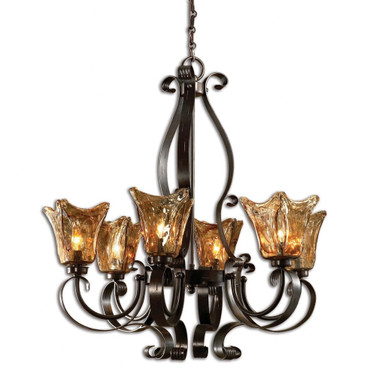 Vetraio Chandelier 6 Light Brass/Metal/Glass