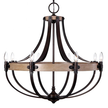 Dubois Chandelier 8 Light Steel/Oak