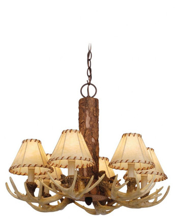 Lodge 6-Light Chandelier in Rustic and Shaded Style 18 Inches Tall and 22 Inches Wide