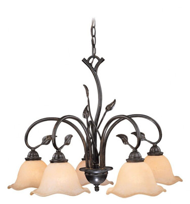 Vine 5-Light Chandelier in Rustic Style 22 Inches Tall and 25 Inches Wide