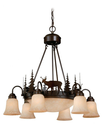 Bryce 9-Light Chandelier in Rustic and Shaded Style 27 Inches Tall and 28.5 Inches Wide