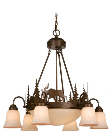 Yellowstone 9-Light Chandelier in Rustic and Shaded Style 27 Inches Tall and 28.5 Inches Wide