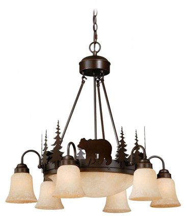 Bozeman 9-Light Chandelier in Rustic and Shaded Style 27 Inches Tall and 28.5 Inches Wide