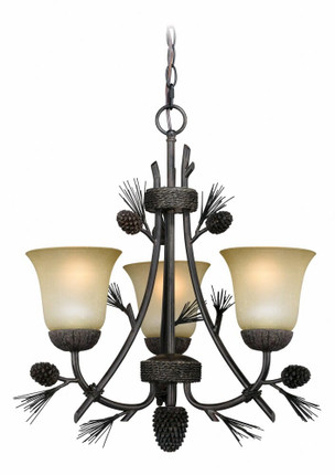 Sierra 3-Light Mini Chandelier in Rustic Style 22 Inches Tall and 20 Inches Wide