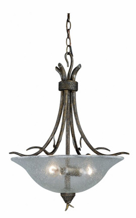 Monterey 3-Light Pendant in Rustic and Bowl Style 25 Inches Tall and 20 Inches Wide