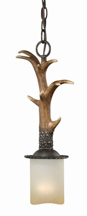 Yoho 1-Light Mini Pendant in Rustic and Antler Style 18 Inches Tall and 9.5 Inches Wide